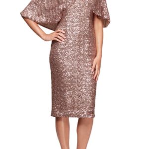 Women's Alex Evenings Capelet Sleeve Sequin Cocktail Sheath