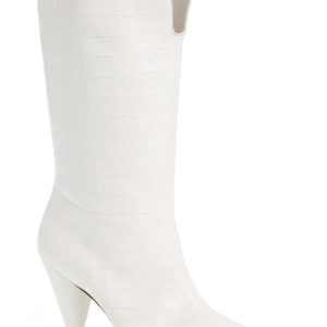 Women's Attico Betta Croc Embossed Mid Calf Bootie, Size 7US / 37EU - White