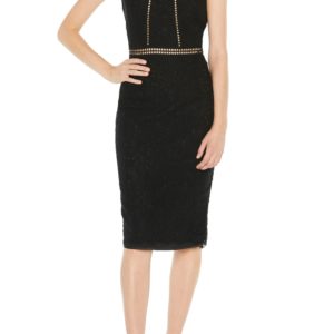 Women's Bardot Splice Panel Lace Cocktail Dress