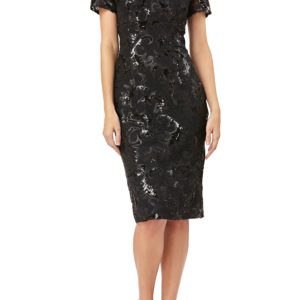 Women's Carmen Marc Valvo Infusion V-Neck Sequin Soutache Cocktail Sheath