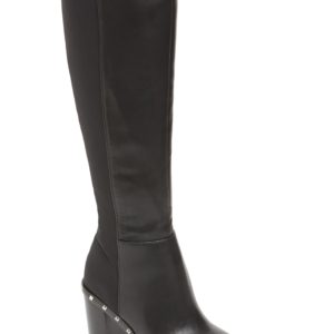 Women's Charles By Charles David Studded Knee High Stretch Boot, Size 6.5 M - Black