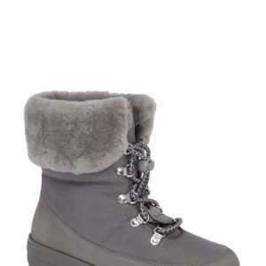 Women's Fitflop Holly Waterproof Genuine Shearling Lined Bootie, Size 7 M - Grey