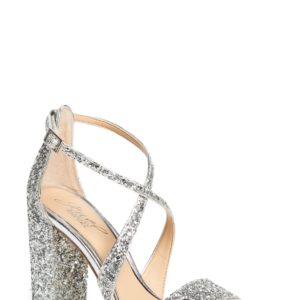 Women's Jewel Badgley Mischka Cook Block Heel Glitter Sandal, Size 5.5 M - Metallic