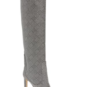 Women's Jimmy Choo Mavis Plaid Knee High Boot, Size 6US / 36EU - Metallic