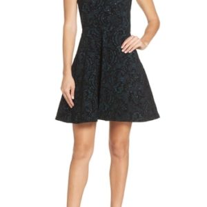 Women's Sequin Hearts Flocked Fit & Flare Party Dress