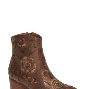 Women's Sofft Westmont Floral Embroidered Bootie, Size 6 M - Metallic