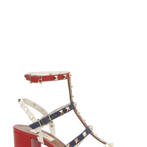 Women's Valentino Garavani Rockstud Block Heel Sandal, Size 5US / 35EU - Red